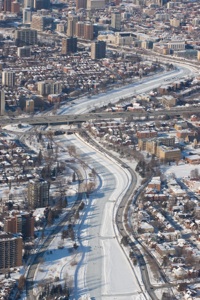 Aerial shot of the Rideau Canal for the NCC