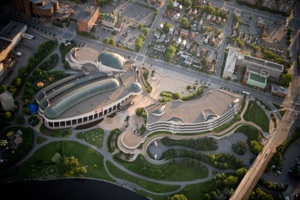 Aerial shot of the Canadian Civilization museum